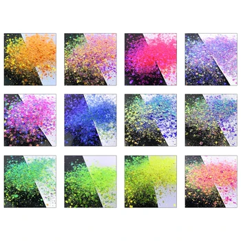 12 Renk Kozmetik Glitter Holografik Glitter Güzel Glitter Toksik Olmayan için Harika Sanat, El Sanatları, Balçık, Epoksi Saç Dekorasyon