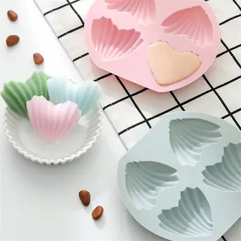 Silikon Madeleine Kek Jöle Kurabiye Kalp-shiped Kalıp Çikolata Pişirme şeker kalıbı 3D Mavi ve Pembe Kalıptan kolay 0