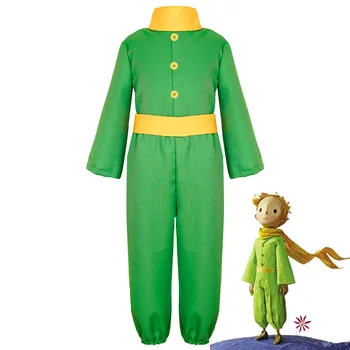 Le Petit Prens Cosplay Kostüm çocuk Boyutu Giyim Küçük Prens Yeşil Üniforma Takım Elbise ve Eşarp Animasyon Film Kostümleri