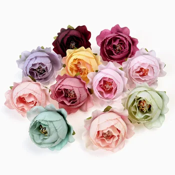 10 Adet İpek Şakayık yapay çiçek 4cm Gül Çiçek kafa Düğün Parti Dekorasyon Çelenk DIY El Sanatları Aksesuarları Sahte Çiçekler