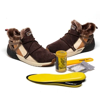 ONEMIX Erkekler Kış Çizmeler Kürk Sıcak Kar Kadın spor ayakkabılar Trekking Su Geçirmez Sneakers Anti-Kaygan Yürüyüş koşu ayakkabıları