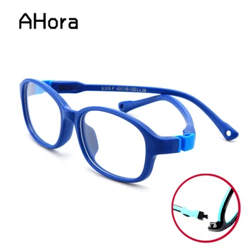 Ahora Silikon Yuvarlak Çocuk Gözlük Optik Gözlük Çocuk Şeffaf Lens Bilgisayar Gözlük Erkek ve Kız Gözlük Gözlük