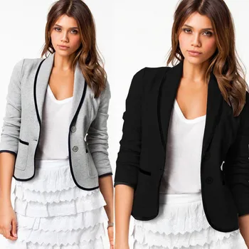 Kadın Şık Ofis İş Ceket Blazer Takım Elbise Uzun Kollu Üstleri İnce Ceket Dış Giyim Boyutu Giyim Şık Üstleri S-6xl