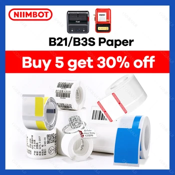 Niimbot B21 Etiket Yazıcı Etiket kağıt rulosu Beyaz Renk şeffaf çıkartma Fiyat etiket kağıdı Etiket Yazıcı için B21 B3S
