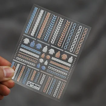 1 Sayfalık Kazak Tasarım 3D Nail Art Sticker Kabartma Kullanımı Kolay Kendinden Yapışkanlı tırnak kaplaması Çıkartması İpuçları Tırnak Sticker Çıkartmaları