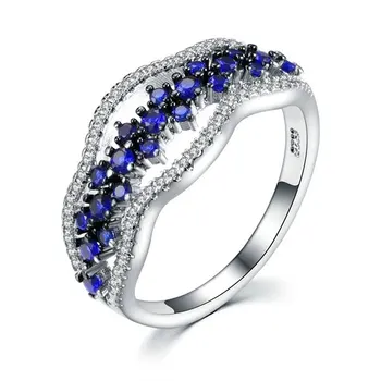 Moda nişan yüzüğü yeni mavi zirkon paslanmaz çelik kadın yüzük düğün takısı sevgilisi için hediye