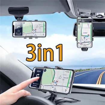 3in1 Araba telefon tutucu Dashboard dikiz aynası direksiyon Desteği Güneşlik Braketi Cep GPS Standı Tablet Araç