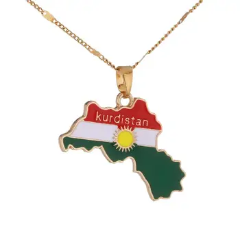 Kürdistan Bölgesi Harita Kolye Kolye Kürt Altın Renk Koerdistan Charm Kadın Erkek Takı