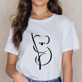 Kadın karikatür kawaii hayvan koala Baskı Kadın Tshirt harajuku ropa mujer Grafik Kadın T Shirt casual Streetwear T-Shirt Tees