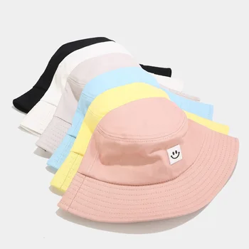 Katı Kadın Kova Şapka Yeni Şeker Renkler Gülümseme Yüz güneş şapkası Açık Spor Seyahat Plaj Kapaklar Balıkçı Şapka Hip Hop Kadın Kap 1