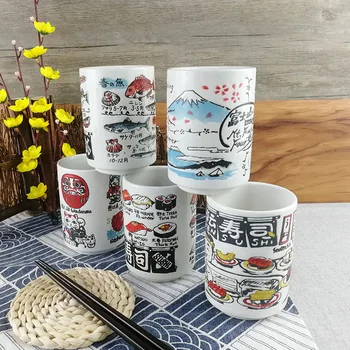 Japon Tırnak Tarzı Seramik Kupalar Çay Şarap Suşi Aşkına Fincan Komik Kyoto Samurai Balık Desen Aile Restoran Dekor seyahat hediyesi 1