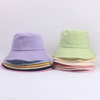 12 Renkler DIY Logo Pamuk Kova Şapka Logo Baskı Nakış Yumuşak Nefes Kadın güneşlikli kep balıkçılık şapkası Erkekler Panama kova kapağı 1