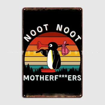 Noot Noot Pingu Metal Burcu Pub Pub Garaj Kişiselleştirilmiş Tabaklar Tabela Posteri 1