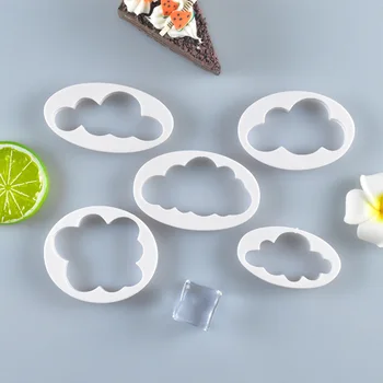 5 Adet / takım Bulut kurabiye kesici Kalıpları 3D Baskılı kurabiye kesici Fondan Bisküvi Kalıp Pasta Piston Kalıp Kek Dekorasyon Araçları 2