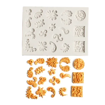 Avrupa Desen silikon kalıp DIY Kek Pişirme Dekorasyon Yumuşak Çömlek Alçı El Sanatları Barok Kabartmalı Desen silikon kalıp 2