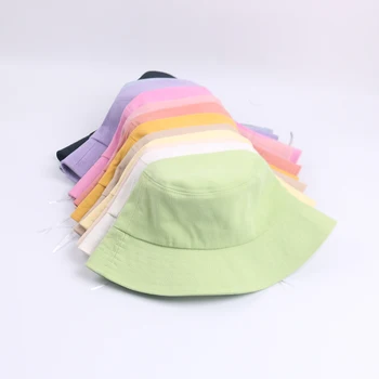 12 Renkler DIY Logo Pamuk Kova Şapka Logo Baskı Nakış Yumuşak Nefes Kadın güneşlikli kep balıkçılık şapkası Erkekler Panama kova kapağı 2