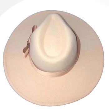 Yeni Fedora kış şapka M logosu şapka üst içbükey dışbükey su damlacıkları 9.5 cm ağız erkekler ve kadınlar keçe caz büyük kırmızı гльпаченская 2