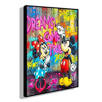 Disney Karikatür Dekoratif Poster Mickey Minnie Graffiti Tuval Boyama Çocuk Odası Duvar sanatsal fresk Modern Ev Dekor için Estetik 3