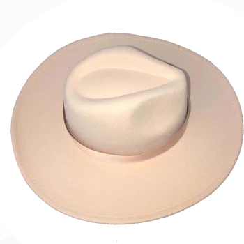 Yeni Fedora kış şapka M logosu şapka üst içbükey dışbükey su damlacıkları 9.5 cm ağız erkekler ve kadınlar keçe caz büyük kırmızı гльпаченская 3