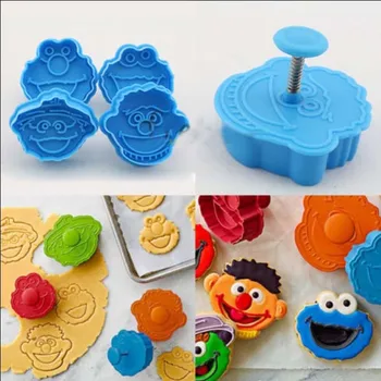 Çocuk Muppet kurabiye kesici Piston bisküvili kek Fondan Elmo Ernie Canavar Kek Dekorasyon Araçları Pasta Mutfak Kalıp 3