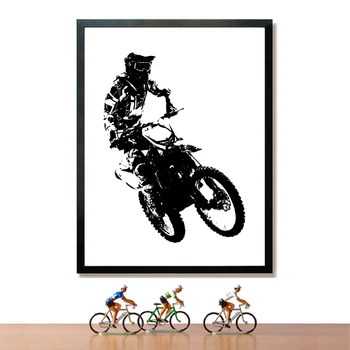 Siyah ve Beyaz Motosiklet Racer Modern Sanat Boyama Motocross Binici Posteri Tuval Sanat Baskılar Çocuk Odası Ev Duvar Sanatı Dekorasyon 5