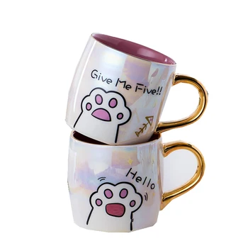 Karikatür Seramik Kedi kapaklı kupa ve Kaşık Kahve Süt Kupalar Sevimli Yaratıcı Kahvaltı Fincan sevgililer Günü Düğün doğum günü hediyesi 5