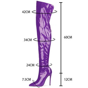 Kış 2022 Gül Pembe Diz Çizmeler Üzerinde Kadın Seksi Yüksek Topuklu Rugan Uzun Çizmeler Bayan Ayakkabıları Kadın Uyluk Yüksek çizmeler 5